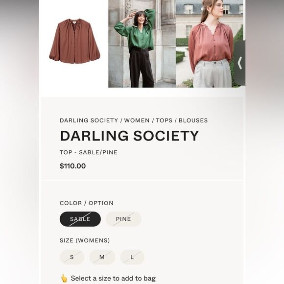 Darling Society Button Down Flowy Blouse In sable Size Medium EUC - Picture 5 of 12